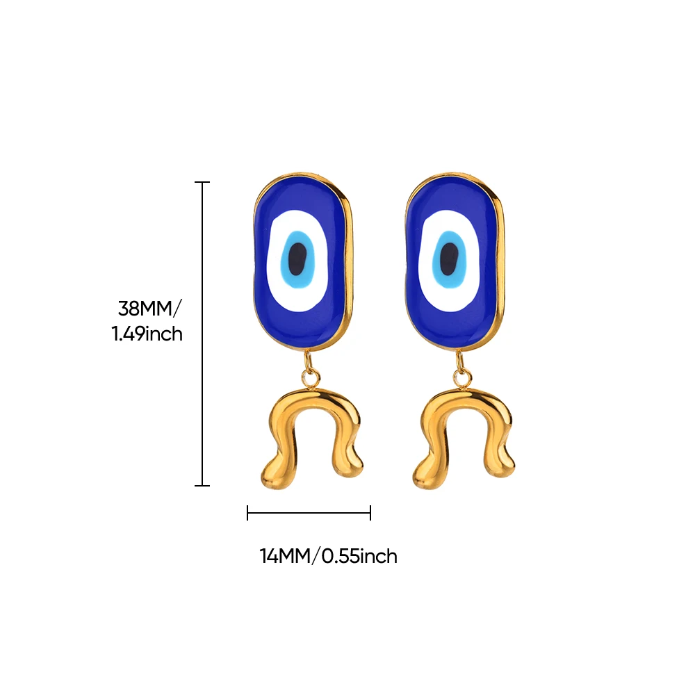 Boho Turkish Evil Eye Stud Earrings for Women Gold Color Stainless Steel Earrings Female Ear Jewelry aretes Freeshipping Items view 5