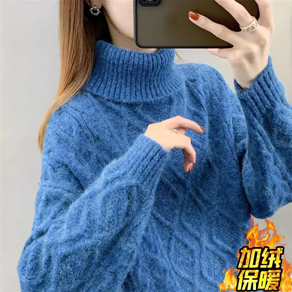 Turtleneck Twist Sweater Women's Winter Loose  Underwear Knitted