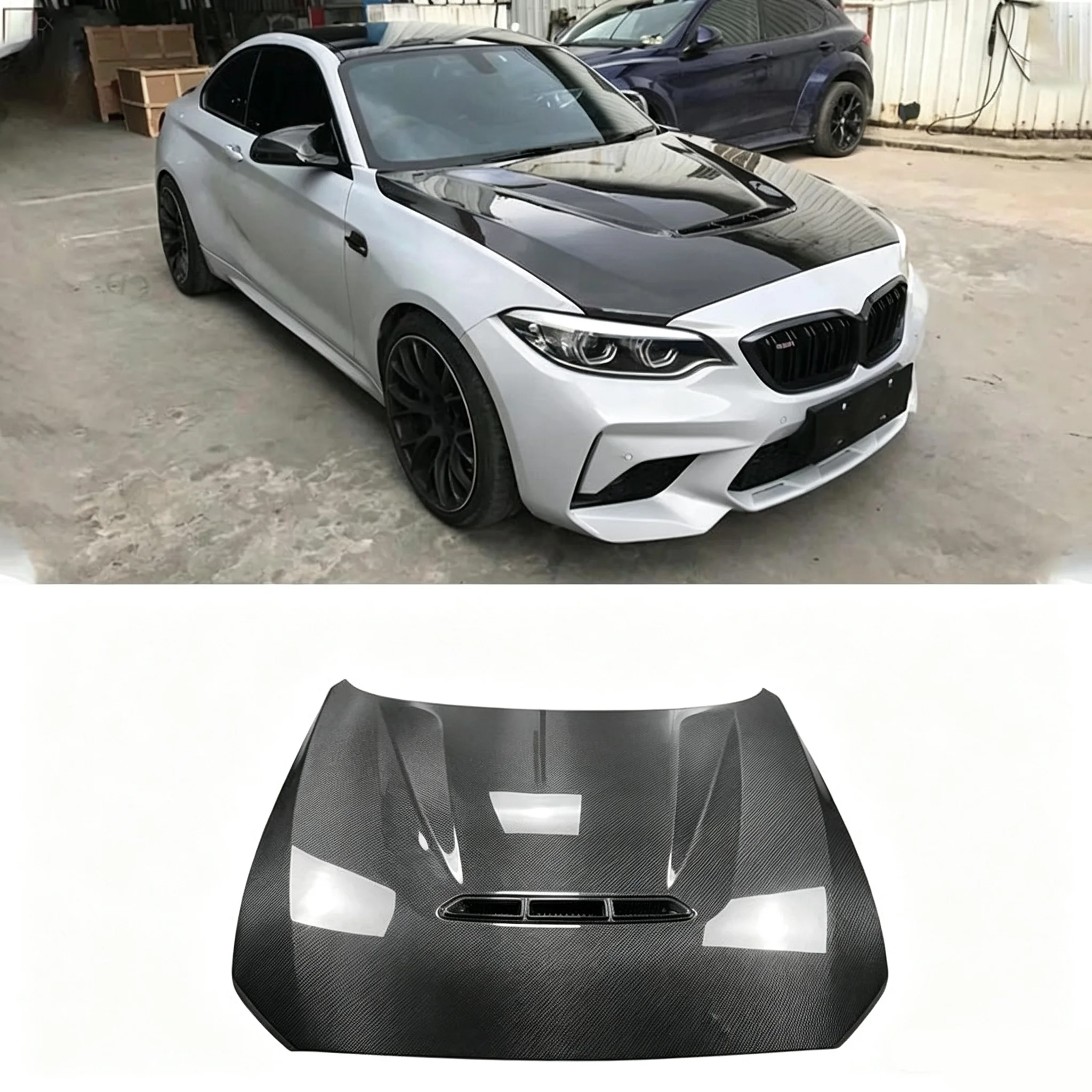 High-quality  Carbon Fiber CS Style Front Engine Hood Bonnet Body Kit for BMW F20, F22, F87 M2 and M2C