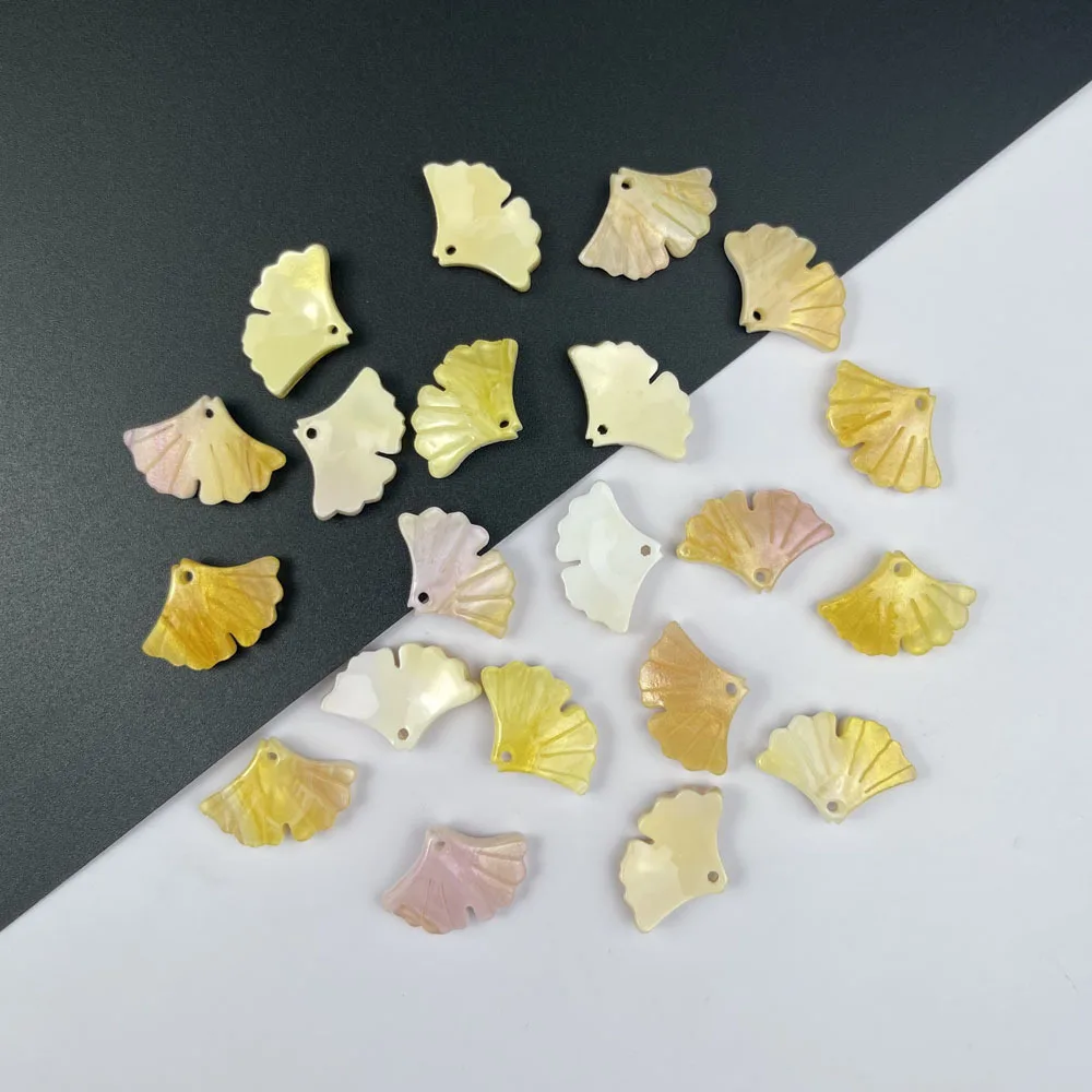 100pcs Shiny Acrylic Gingko Leaf Pendant 12x17mm Gradient Leaves Beads Charm DIY Hair Accessories Decor Jewelry Making Findings