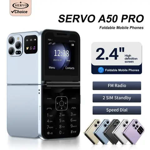 SERVO A50 Pro 접이식 듀얼 SIM GSM 전기 토치 자동 통화 녹음 핸드폰 – 2.4인치 화면, Type-C 지원