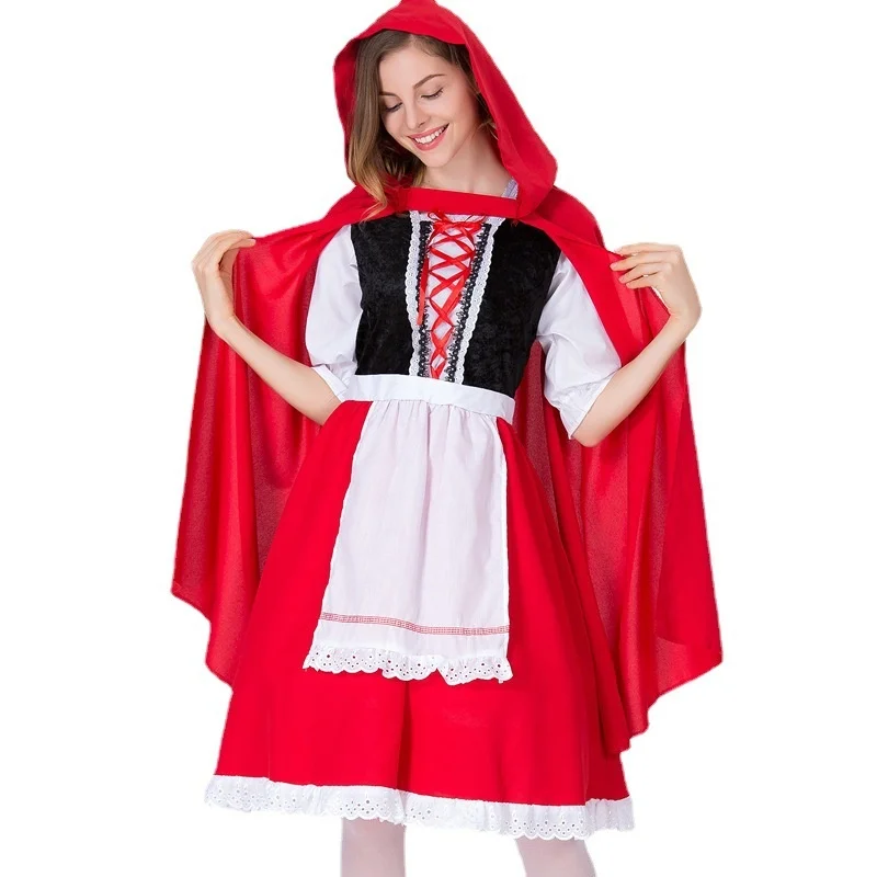 Halloween Roodkapje Cosplay Kostuum Rode Meid Outfit Fee T S Volwassen Toneelspel Traditioneel Chinees Etnisch...