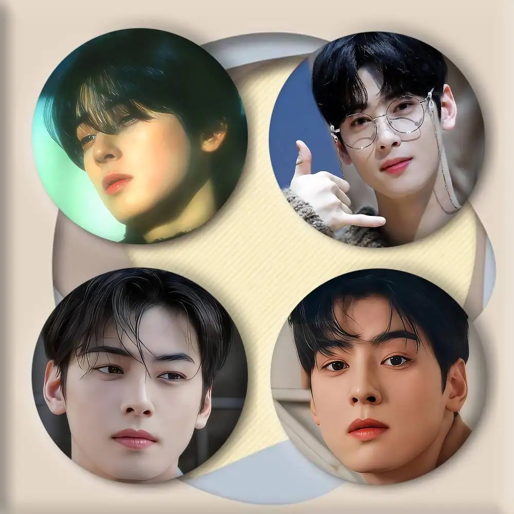 Korea Actor C-Cha E-Eun W-Woo Badge Round Art Brooch Clothes Backpack Accessories Lapelnd Laserh