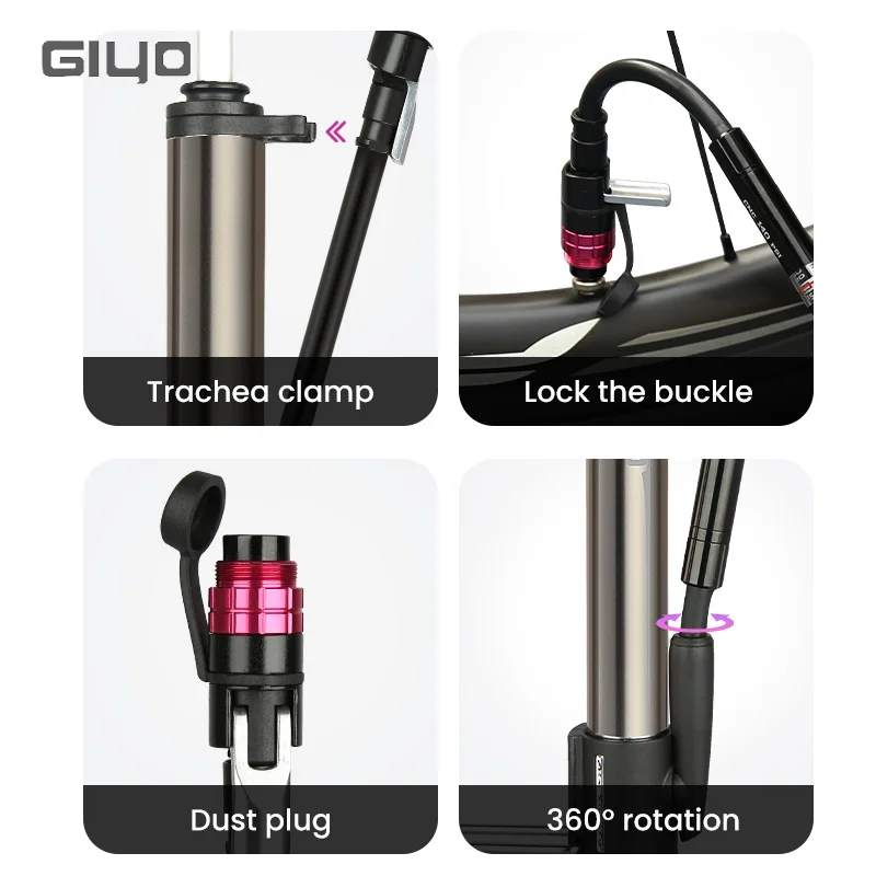 Giyo 140psi  Bicycle Pump Portable Presta/Schrader Valve MTB Cycling Pump Road Bike Mini Floor Standing Pump Tire Inflator