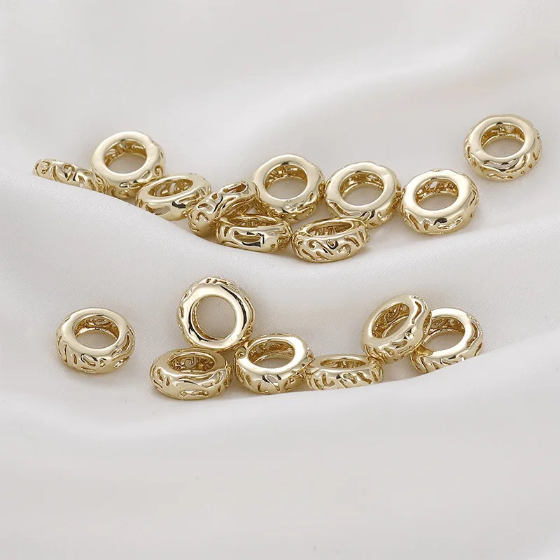 

Brass Hollow Rondelle Beads,9mm Gold Plated Hollow Heishi Spacer Beads For Diy Bracelet Necklace Jewelry Making Craft Supplies