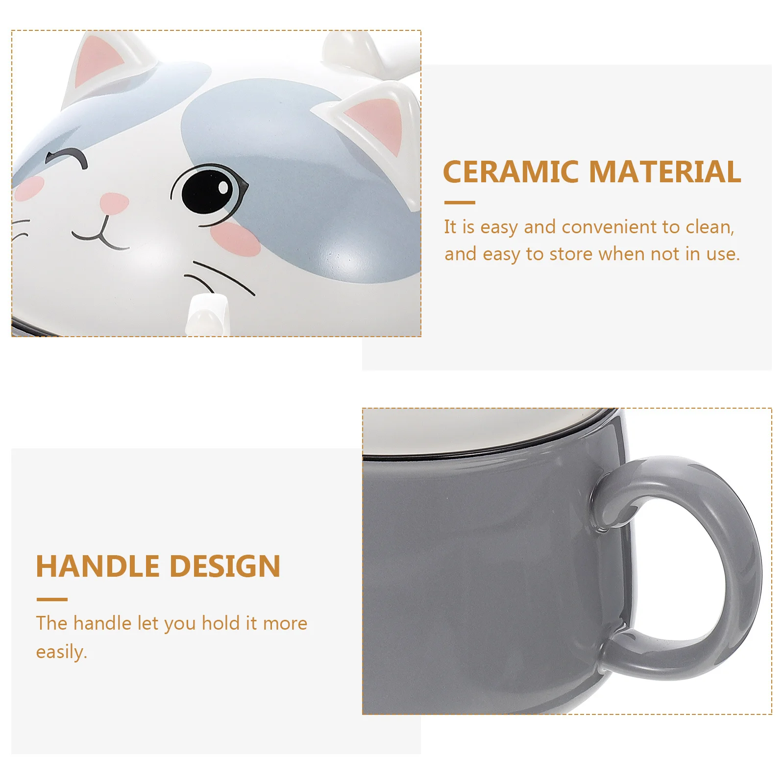 

Adorable Ceramic Bowl Versatile Use for Home Hotel Restaurant Smooth Round Mouth Anti Scalding Practical Decorative