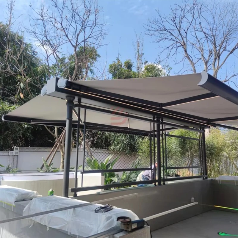 Customizable Size Electric Retractable Folding Arm Awning Full Cassette Motorized Outdoor Front Door Awning for Outdoor Use