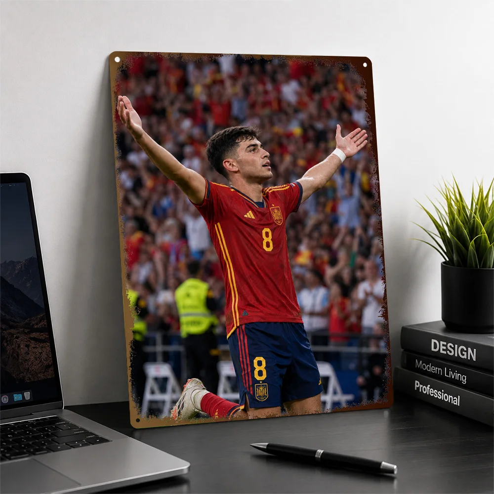 Pedri Football Printed Poster Personalized Aluminum Metal Sign Club Hero Design Wall Art Perfect For Loyal Supporters In Study