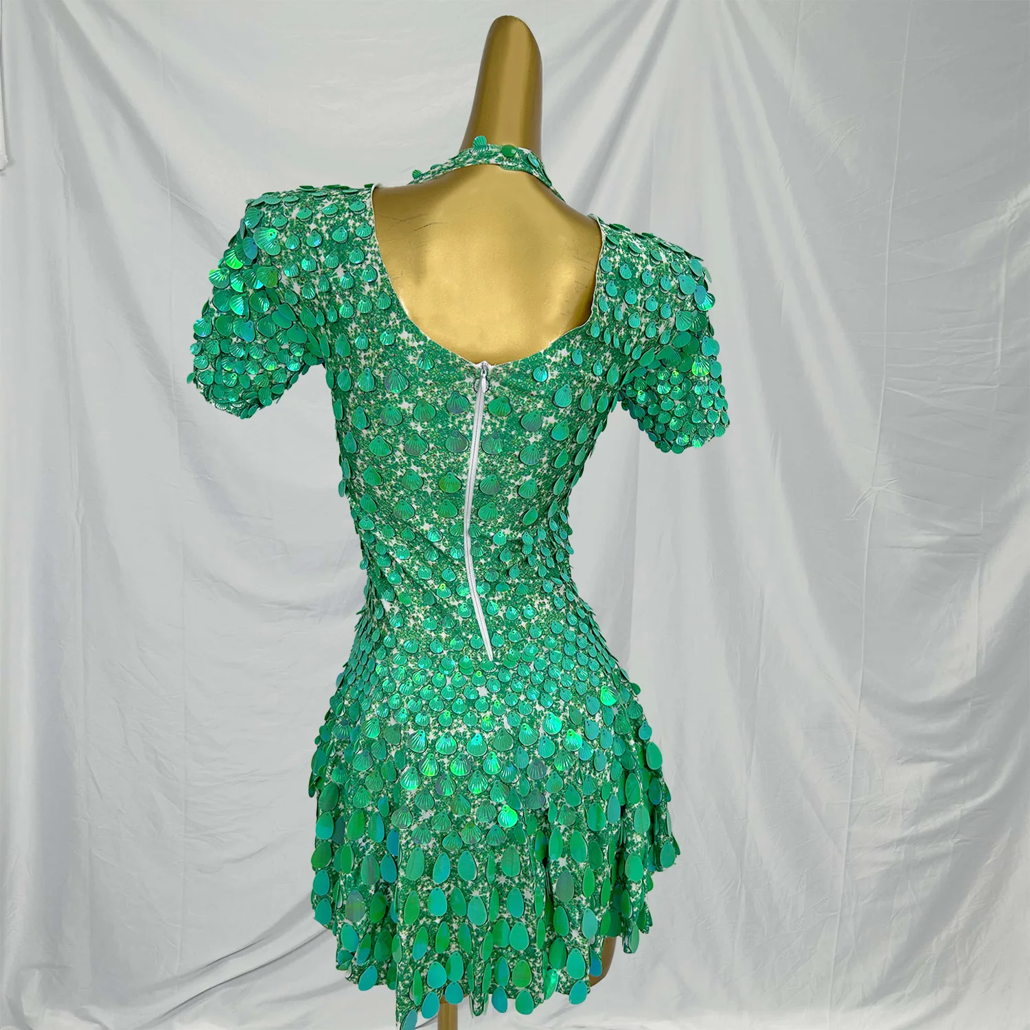 Jinsique sexy glanzende shell pailletten bodysuit jurk luxe hoge kwaliteit nachtclub dansvoorstelling kleding verjaardagsfeestje jurken