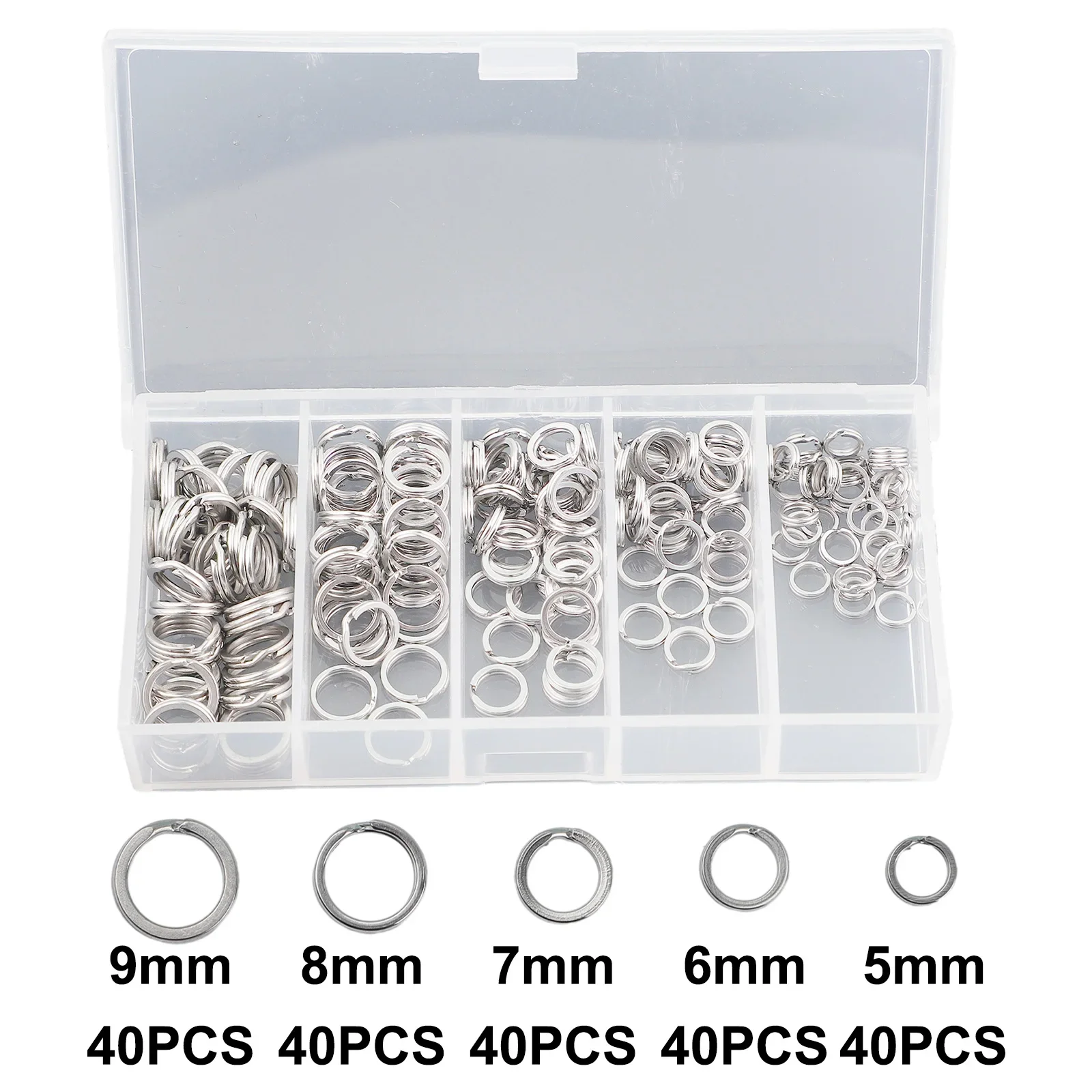 

Fishing Tool Split Rings Kit Set 200pcs Accessories Connectors Double Loop Fishing Outdoor Silver Stainless Steel