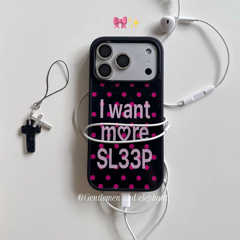 Korean Ins Polka Dots Pink Letters Phone Case For iPhone 18 Pro Max 17 Air 16 15 14 Plus 13 12 11 Shockproof Silicone Back Cover