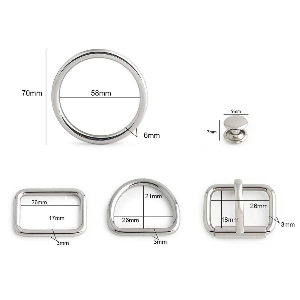 5/20/50PCS Stainless Steel Metal Pin Buckles Bag Strap Adjust Belt Dog Collar Clasp For Webbing D Ring Loops Hook Accessories