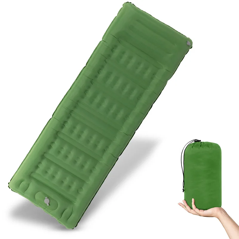 Single Inflatable Camping Sleeping Pad with Foot Pump Three Surface Styles