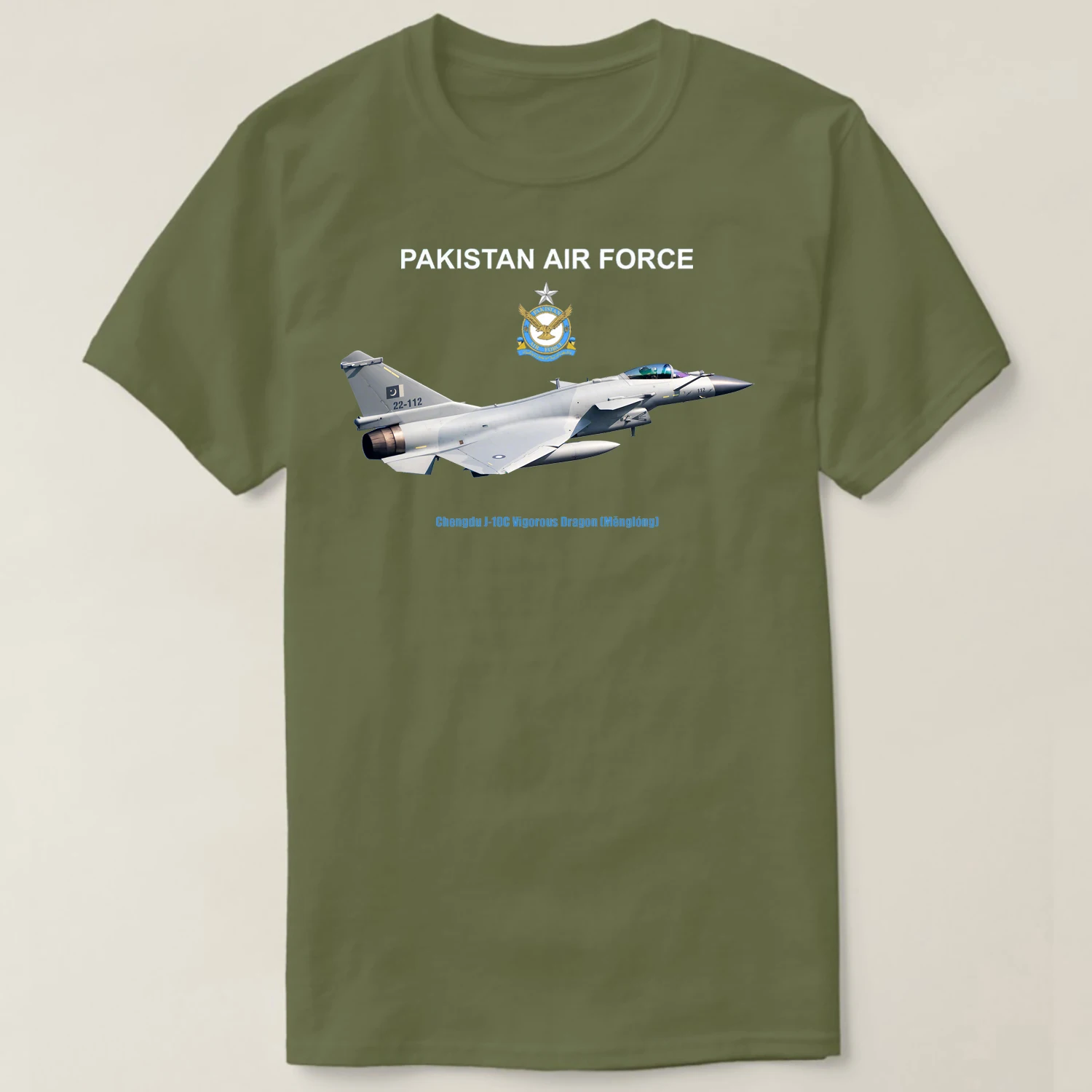 Pakistan Air Force J-10C Vigourous Dragon Fighter T-Shirt 100% Cotton O-Neck Short Sleeve Summer Casual Mens T-shirt Streetwear