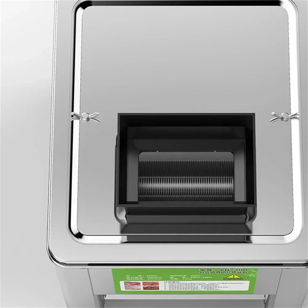 Macchina professionale per la lavorazione automatica della carne - Sistema rotante con lama in acciaio inossidabile per tritare e affettare rotoli di montone