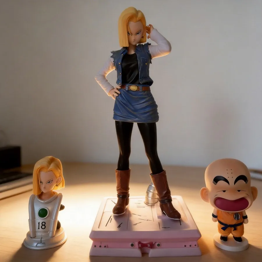 

Dragon Ball CPR Android 18 Evil Series 4th GK Action Figure 29cm with Krillin Dual Head Model Gift