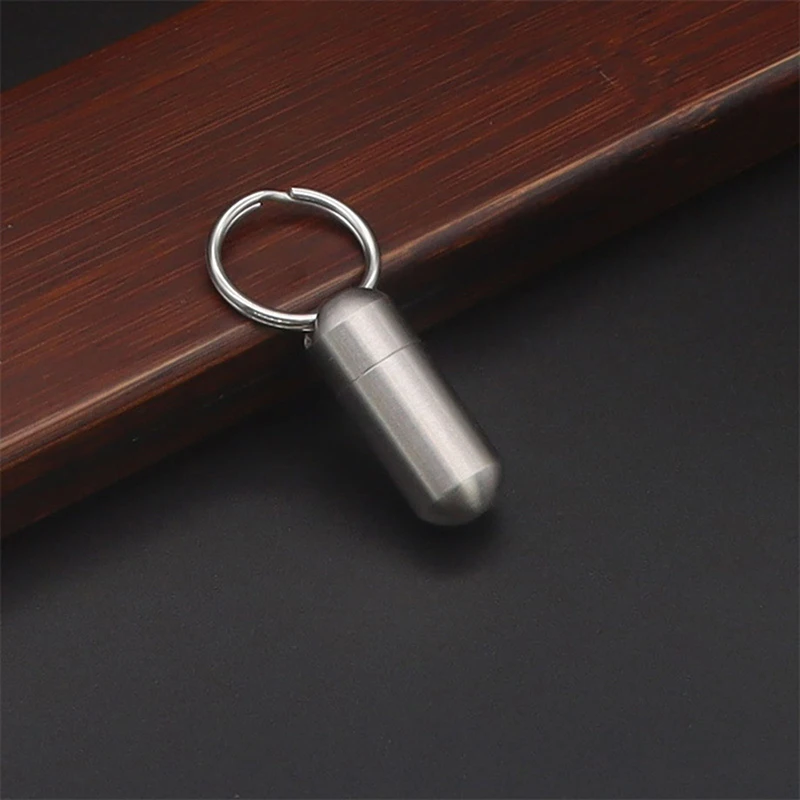 

Stainless Steel Waterproof Pill Bottle Mini Sealing Capsule EDC Storage Container for Outdoor Survival