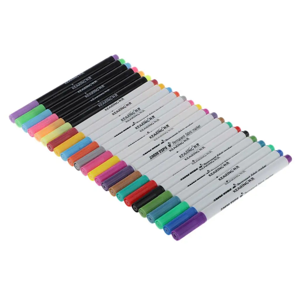 Confezione da 24 penne permanenti per pittura su tessuto, set di pittura per scarpe in tessuto