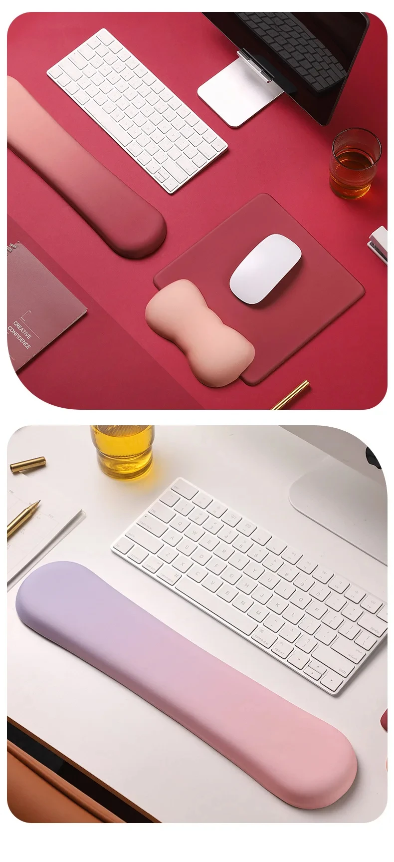 Silikon-Mauspad mit Farbverlauf und Handgelenkauflage, ergonomische Schreibtischunterlage für Büro und Gaming, 6 Farboptionen mit Farbverlauf – Detail 9
