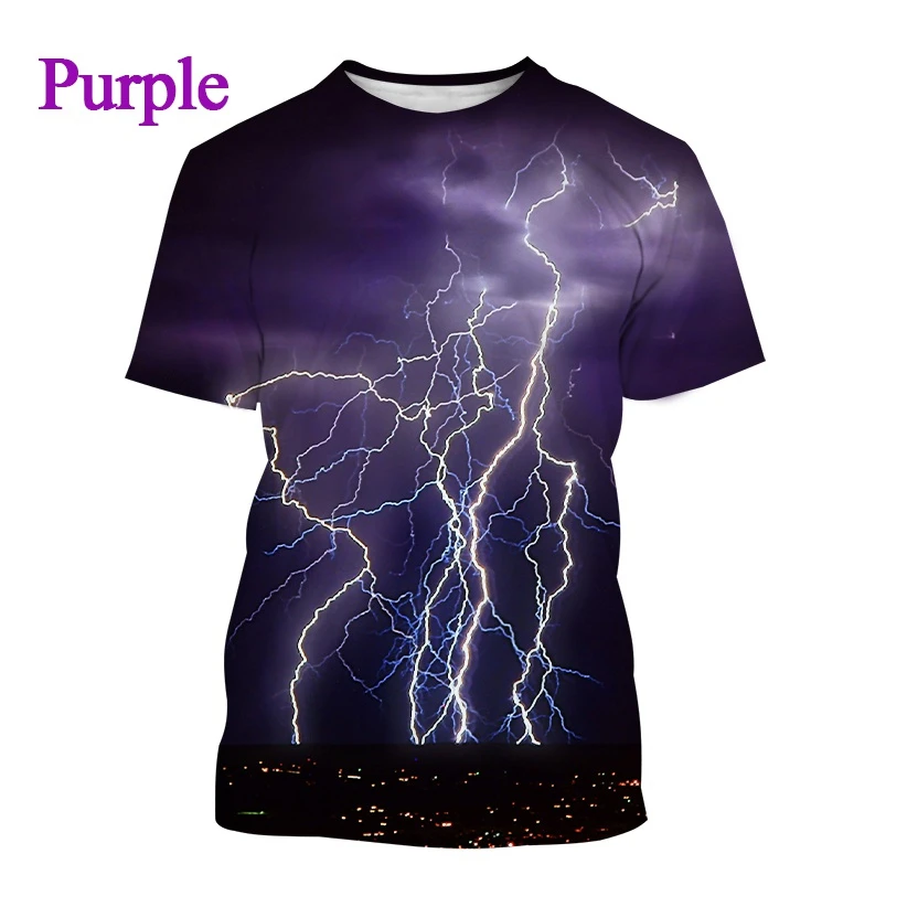 

Creative Lightning 3D Printing T-shirt Fashion Personality Natural Phenomenon Pattern Casual Short-sleeved T-shirt Top