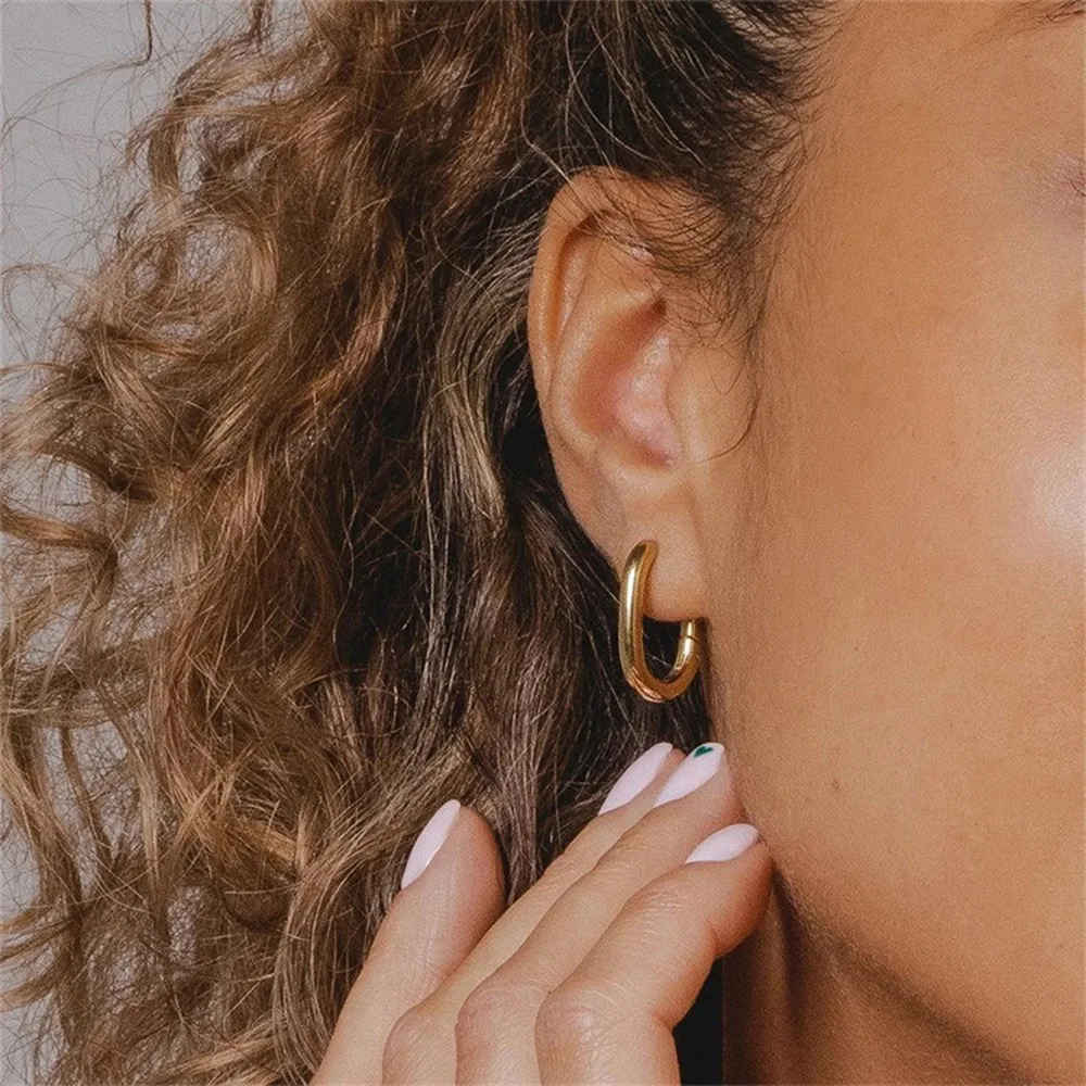 St-Delan Women Stainless Steel Earrings ‌Minimalist U-shaped‌ Hoops Earrings Fashion Earrings Versatile Perfect for Date Gift