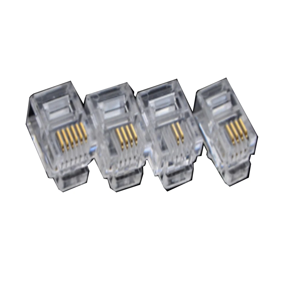 20/50/100 Stks/partij RJ11 6P2C 6P4C 6P6C Telefoon Internet Modulaire Plug Jack RJ11 Connector RJ-11 Crystal Heads vergulde