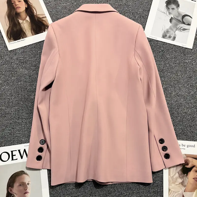 New Spring Autumn Women Pink Casual Blazers Coats Fashion Loose Versatile Solid Suit Tops