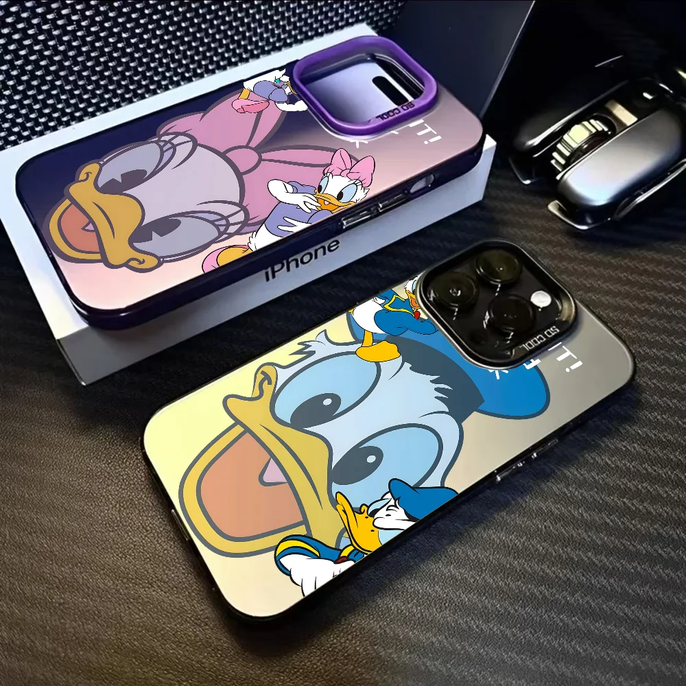 

Donald Daisy Duck Couple Cute Phone Case For iPhone 16 15 14 13 12 11 Pro Max Black Matte Multicolor Laser Metallic Aurora Cover
