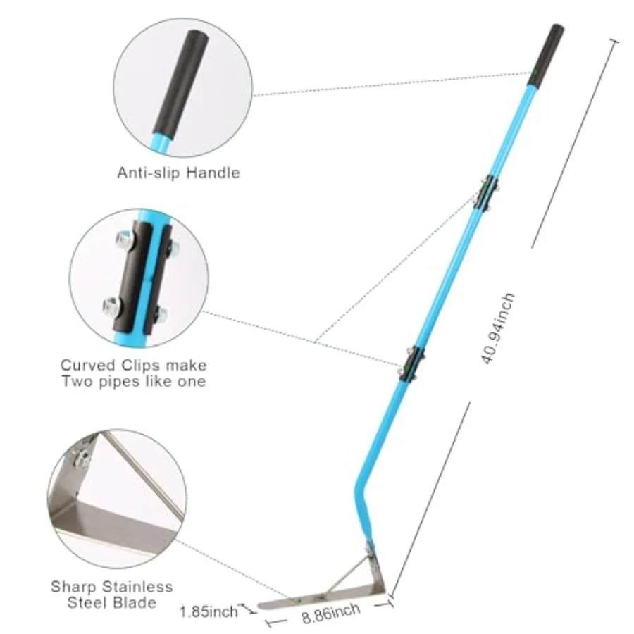 Cortador de ervas daninhas manual com lâmina de aço inoxidável 304 de dois gumes para capina de jardim eficiente alça ergonômica de borracha macia de 41 polegadas