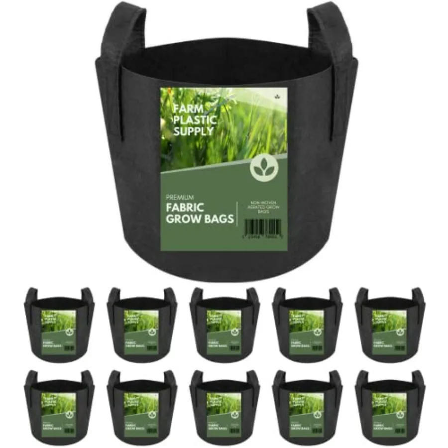 20 Gallon Fabric Grow Bags for Farming, Gardening, Agriculture Nonwoven Fabric Pots with Handles, Black, Breathable Reusable