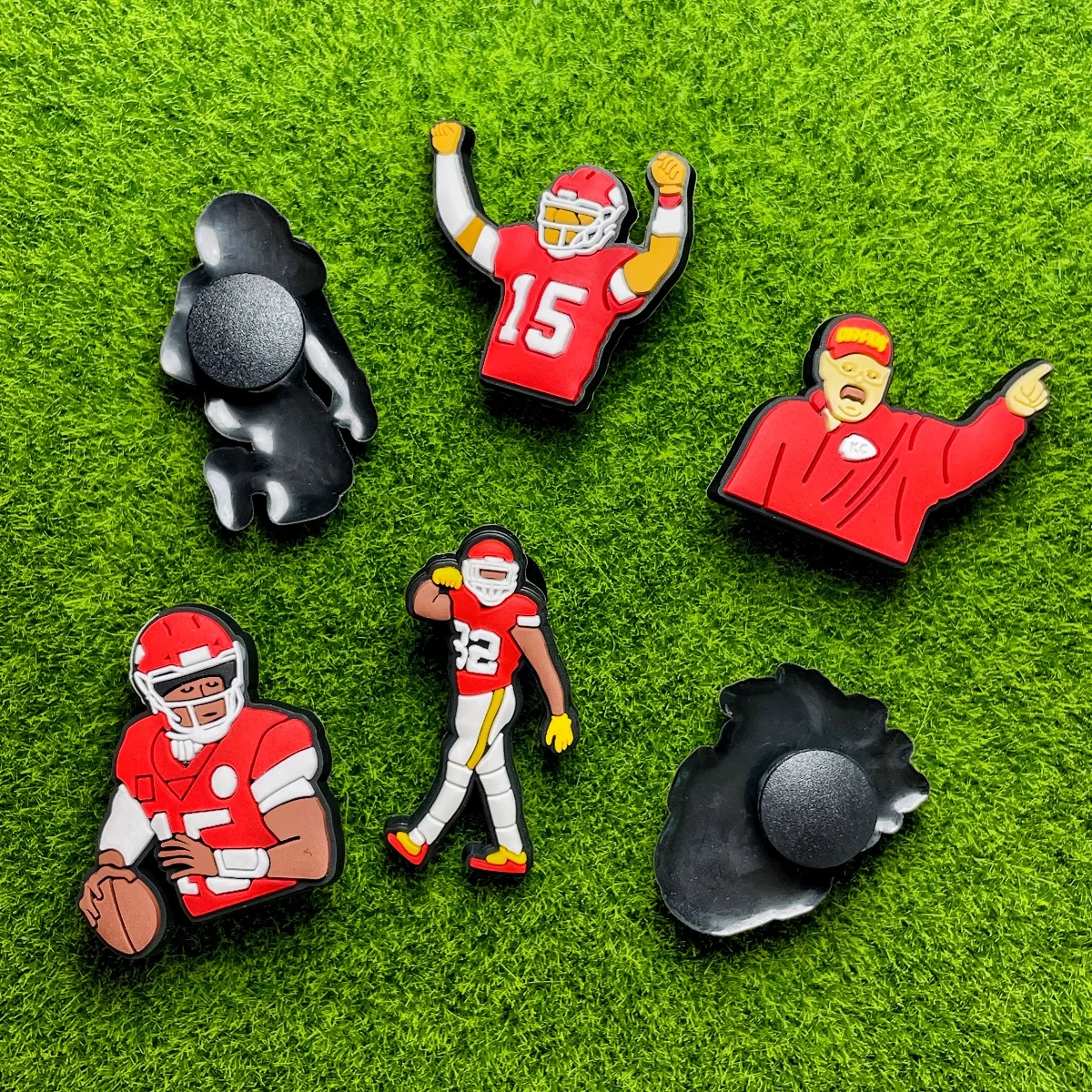 6PCS Sports Shoe Charms Football Charms for Clog shoes Slides Sandals & Bracelet Wristband Party Gifts for Girls, Boys