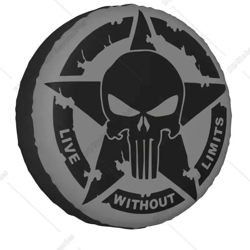 Cubierta de neumático de repuesto de estrella de calavera táctica militar, Protector de cubierta de neumático de rueda a prueba de polvo para Jeep SUV RV Trailer Car 14 15 16 17 pulgadas