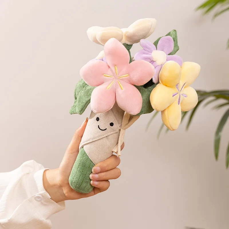 Interessante Plüsch Bouquet, Tulpen, Topfpflanzen, Plüsch puppen, schöne und beruhigende Blumen sträuße und Abschluss Tag Geschenke für Mädchen.