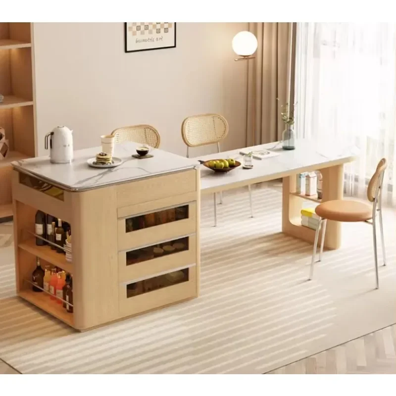 Modern minimalist furniture retractable dining table with melamine slate