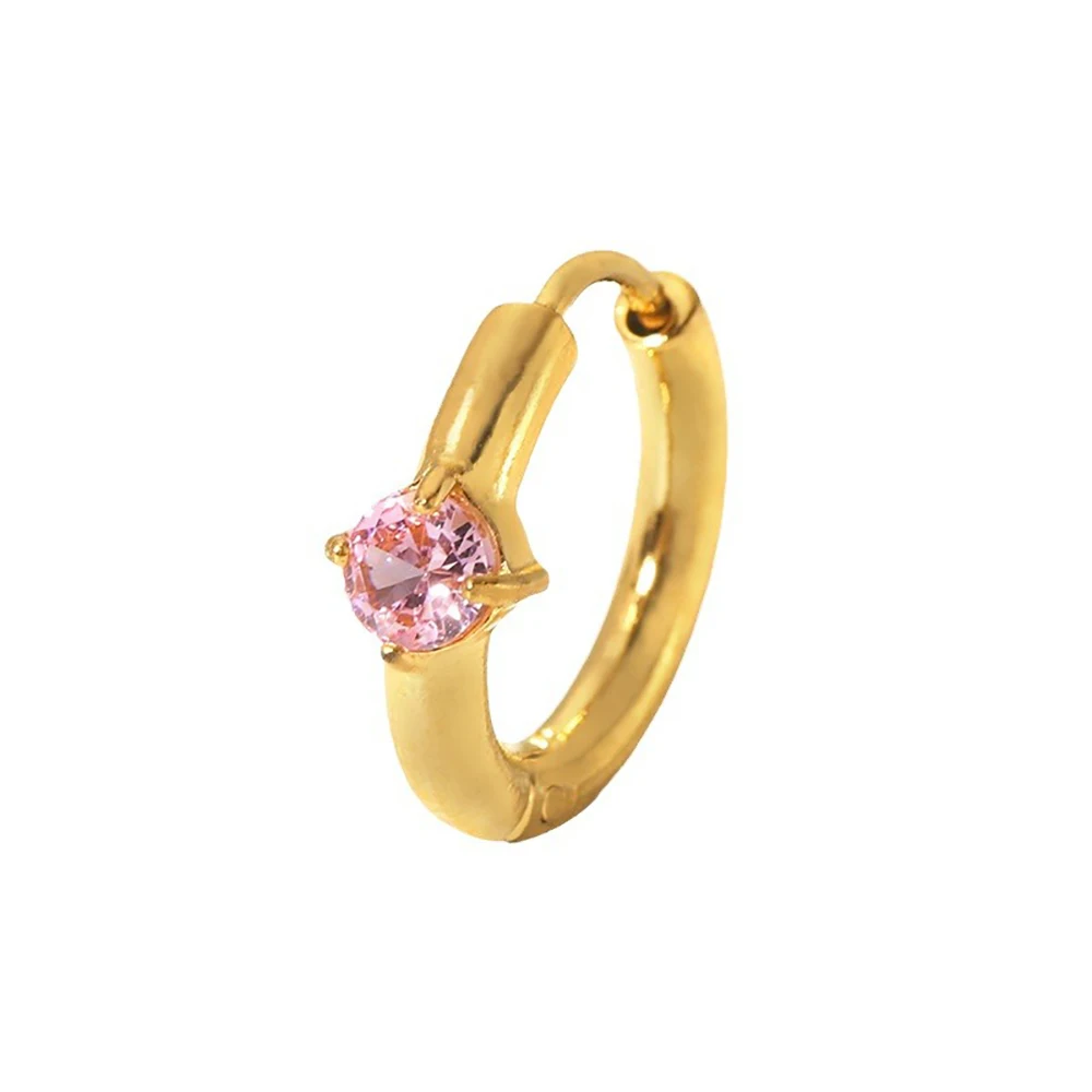 10 ملم زركونيا هوب أقراط للنساء الذهب اللون الفولاذ المقاوم للصدأ كريستال إسقاط أقراط #6