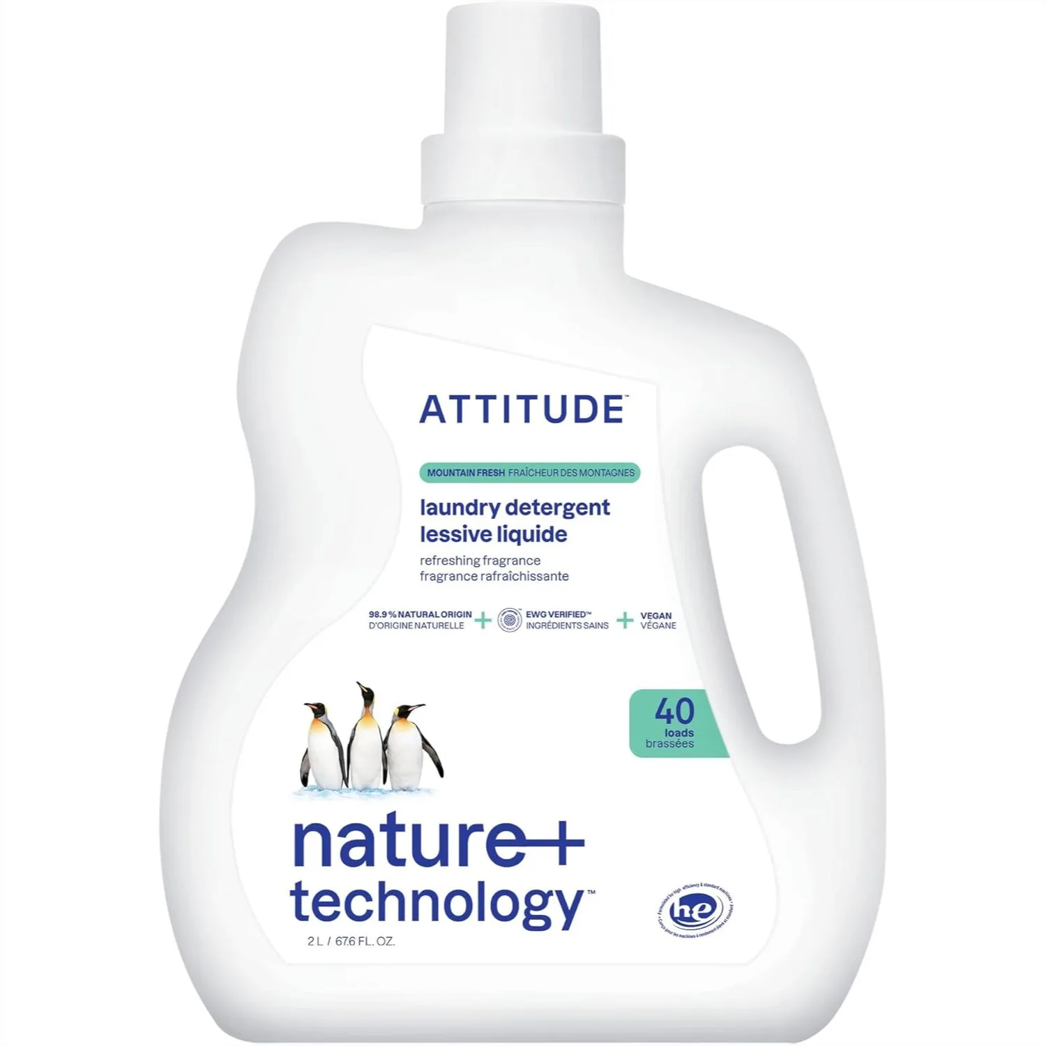 

Plant-Based Laundry Detergent for HE Washers with Mountain Fresh Scent, 40 Loads, 67.6 Fl Oz