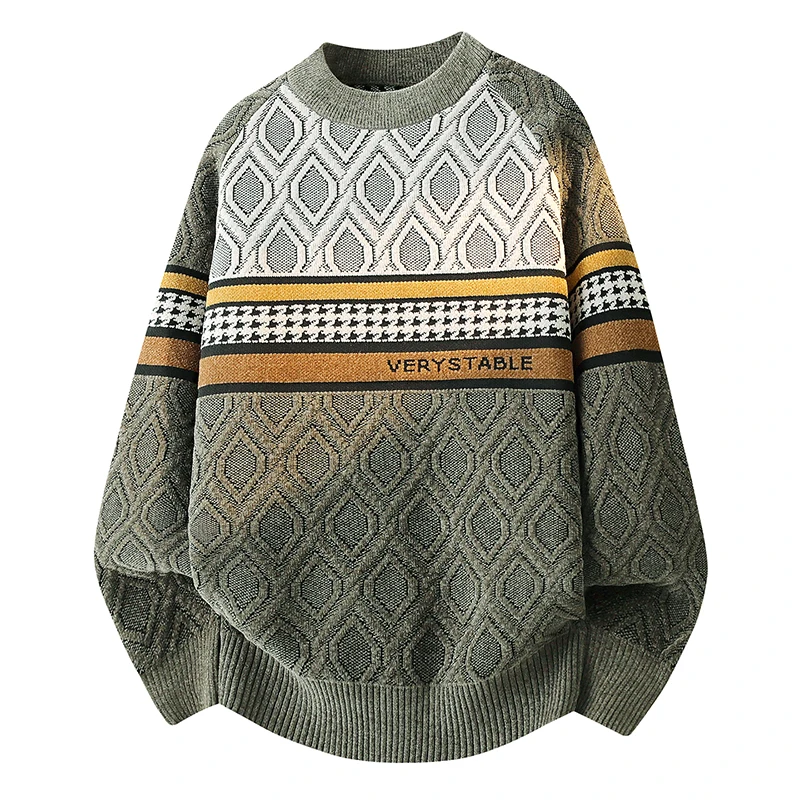 

New Thickened Men Classic Sweater Winter All-in-One Plush Warm Casual Knitwear For Teen Boys And Students Men Sweater