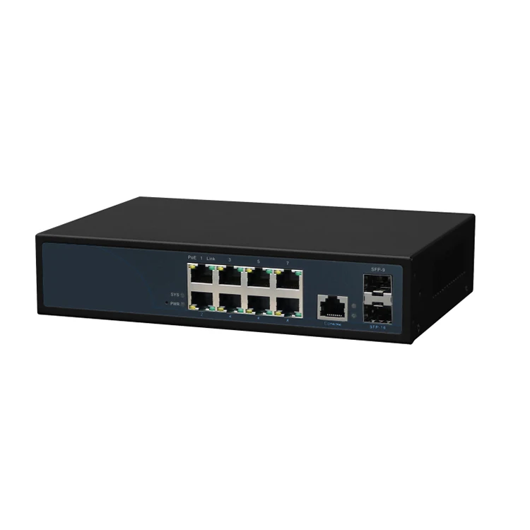 Factory Low Price Full Gigabit 8 Ports Managed Ethernet Switch with Fiber Optic SFP Uplink Ports 150W