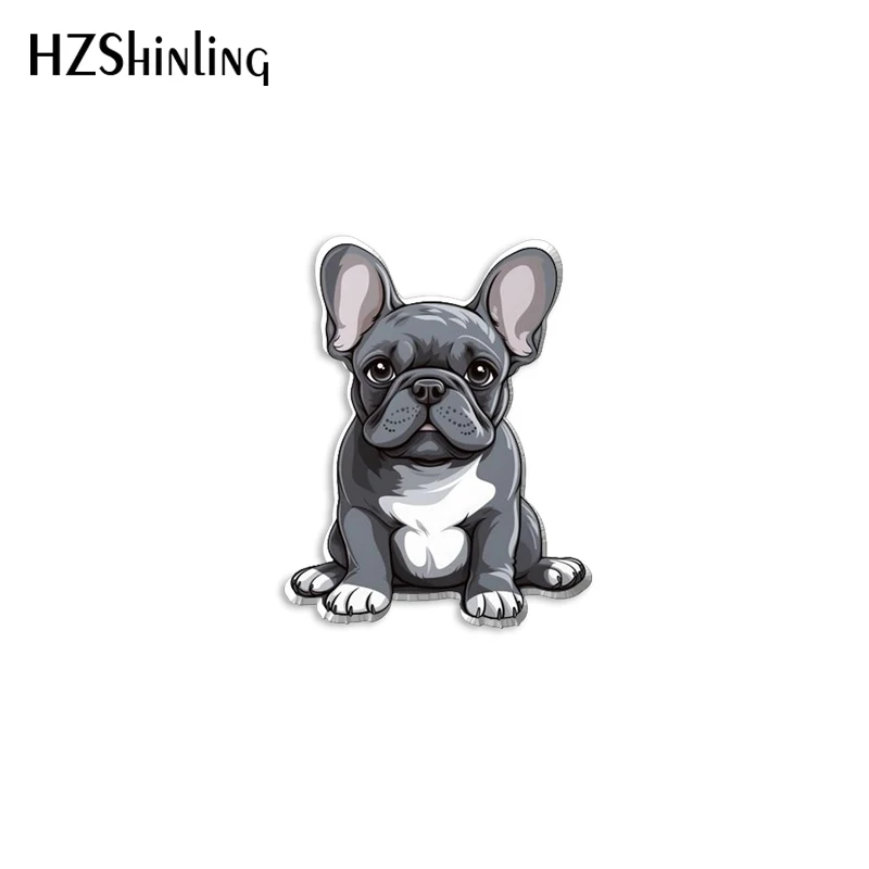 2023 New Grey Australian Shepherd Puppy Acrylic Lapel Pin Labrador Rottweiler Epoxy Butterfly Clasp Pin Handmade Resin Brooch