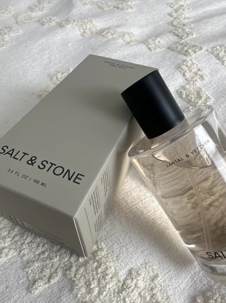 Salt & Stone Saffron & Cedar Body Mist 100ml Unisex Fragrance Spray Vegan Cruelty Free Hydrating Glycerin Hair & Body Scent Spicy Woody Sandalwood Amber Perfume Mist Minimalist Clear Glass Bottle Luxury Gift For Women Men Birthday Holiday Present view 6