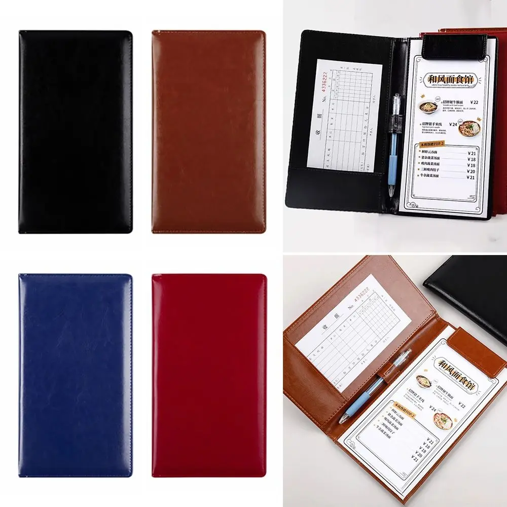

PU Leather A6 File Folder Storage Slot With Pen Insert Clipboard Document Clip Waterproof Business Meeting Contract Clamp