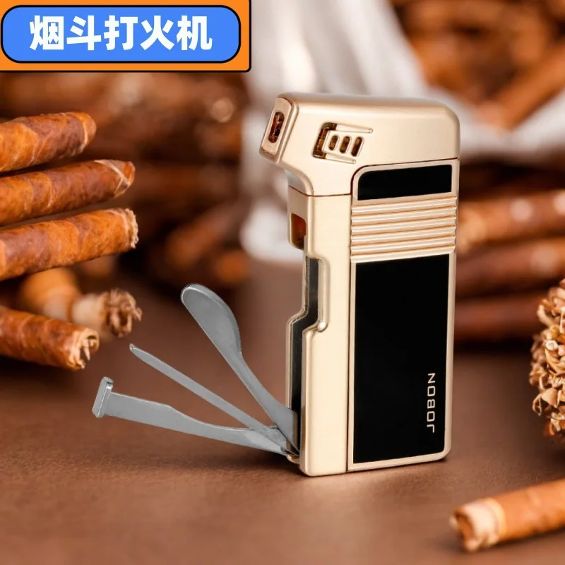 Jobon Inflatable Lighter with Cigarette Knife Press Stick Through Needle Oblique Fire Lighter Retro Pipe Special Multifunctional