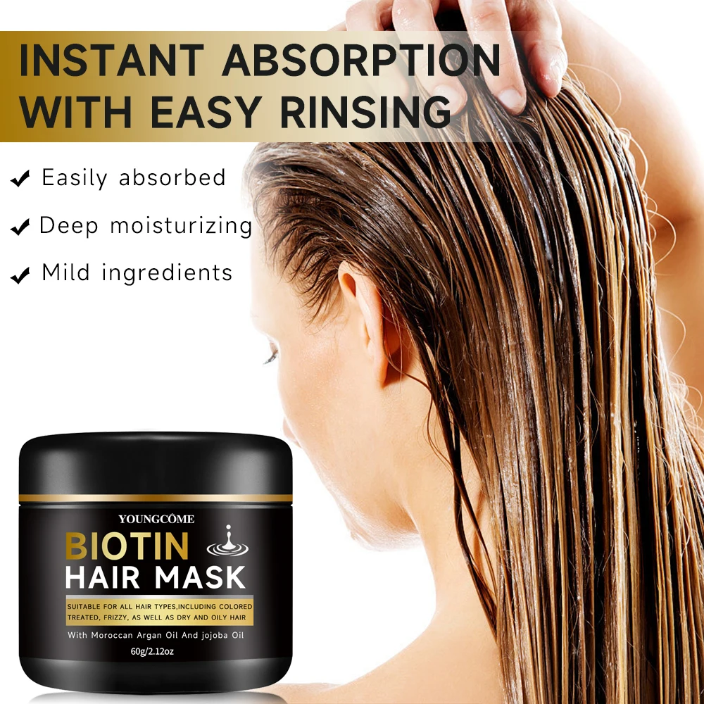 Biotin hair care facial mask,Straighten Repair Dry Frizzy Damaged Cream Pro Soft Smooth Shiny Deep Moisturizing Care 