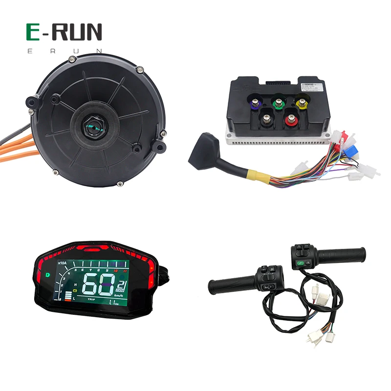 5KW Peak 8KW QS165 Mid-Drive Motor With  Fardriver Controller ND72680 Controller and DKD Display T08 Throttle