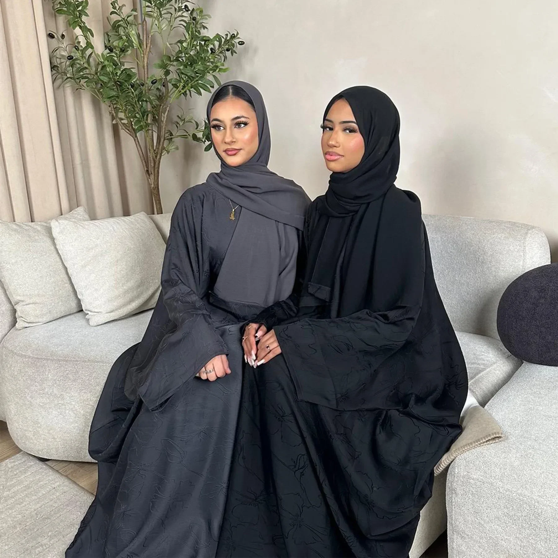 

2 Piece Abaya Sets for Women Dubai Luxury Muslim Outift Ramadan Hijab Dress Islamic Clothing Party Kaftan Robe Turkey Gown 2025