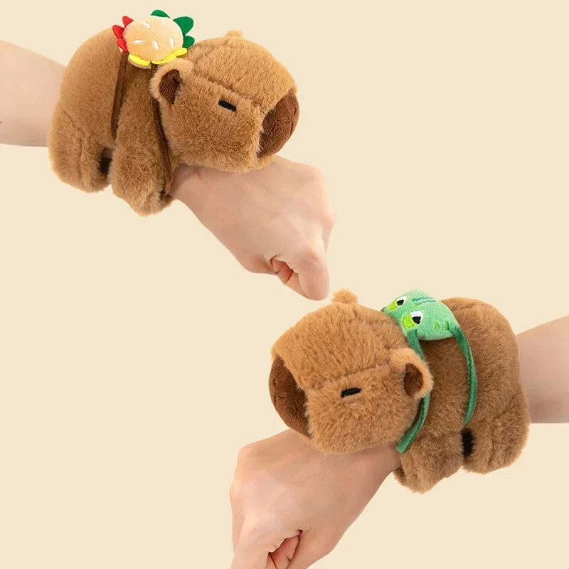 Bellissimo capibara animale schiaffo snap wrap braccialetto braccialetto peluche animale di pezza kawaii capibara anello a mano braccialetto bambino giocattoli divertenti