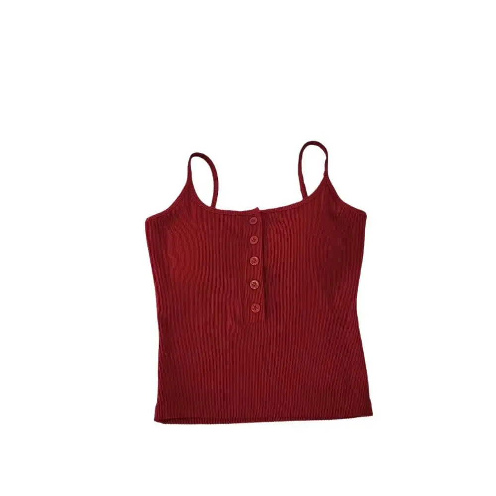 New Knitted Camisole Niche INS Hip Hop Summer Tube Top Button Slim Short Tank