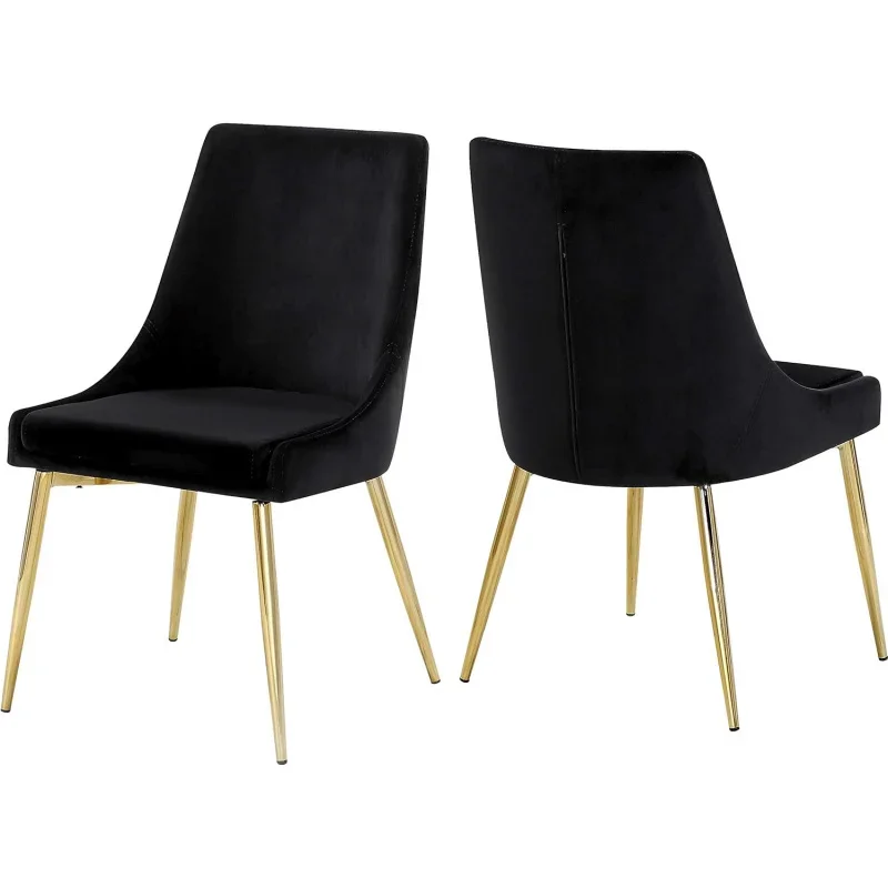 

Meridian Furniture Karina Collection Modern | Contemporary Velvet Upholstered Dining Chair with Sturdy Metal Legs, Set of 2, 19.