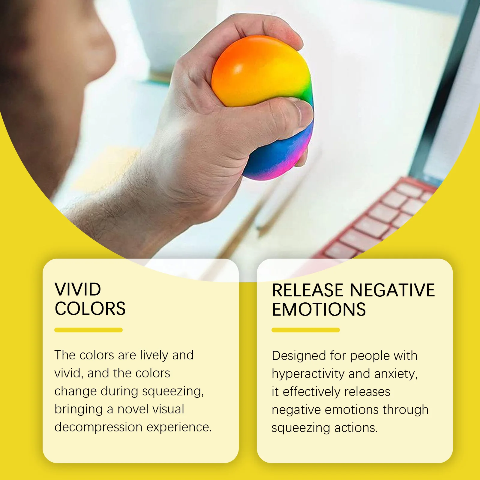 Color Changing Rainbow Stress Ball Squishy Toy Slow Rebound Soft Silicone Squeeze Fidget Vibrant Color Shift Visual Sensory Toy