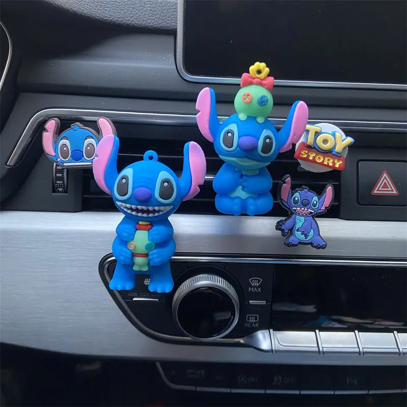 Disney Stitch Spiderman Anime figure Car Perfume holder Car Decorate Cartoon Car Perfume Clip Fragrance DiffuserI kid toy gifts